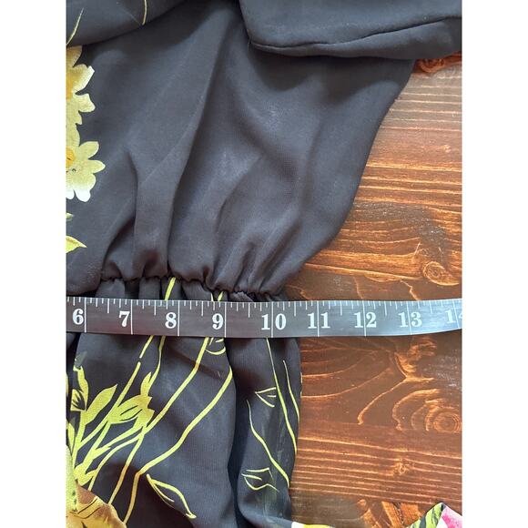 Chiffon Floral Dress S Fairy Dark Romantic Quite Luxury Old Money Date Night - Picture 11 of 13